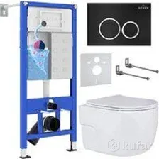 Унитаз подвесной Roxen Porto One Rimless 6 в 1 StounFix Dual Fresh 507197 (кнопка: черный матовый)