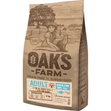 Сухой корм для кошек Oaks Farm Беззерновой для взрослых кошек. Белая рыба (2кг)