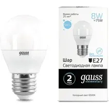 Светодиодная лампочка Gauss Elementary 8W 560lm 6500K Е27 53238