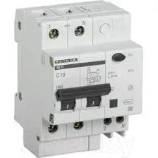 Дифференциальный автомат Generica АД12 2P 10А 30мА MAD15-2-010-C-030