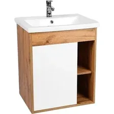 Viant Тумба с умывальником Бостон Como 60 VBOS60CO-T1STP  Marblan Alba60 (белый глянцевый, без сифона)