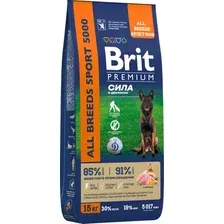 Сухой корм для собак Brit Premium Dog Adult Sport 5000 с курицей 15 кг