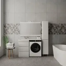 Symbolite Тумба с умывальником Даллас 110 Люкс Plus 3 ящика + Даллас 110x48 (левый, белый)