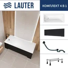 Ванна Lauter Bianca 170 21207170 (с ножками, лицевым экраном черного цвета и сифоном 21Y32001 матовый черный)
