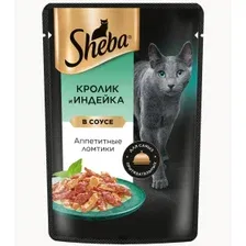Корм консервированный полнорационный SHEBA для взрослых кошек с крликом и добавлением индейки » 2875г
