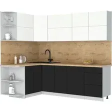 Кухонный модуль Интерлиния Мила Матте 1.5x2.4 А (белый/черный/дуб бунратти)