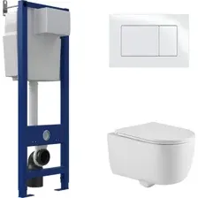 Унитаз подвесной Berges Wasserhaus Tornas Rimless  Atom 410 АТ-043331 (с кнопкой Atom белый)
