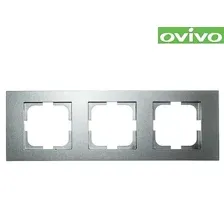 Рамка Ovivo Grano трехместная серебро 400-100000-227
