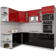 Готовая кухня Интерлиния Мила Gloss 1.68x2.4 левая (красный-черный)
