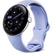 Умные часы Google Pixel Watch 4 41 мм (глянцевый серебристый/айрис, спортивный силиконовый ремешок)