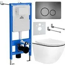 Унитаз подвесной Roxen Antares Black в комплекте с инсталляцией StounFix Dual Fresh 6 в 1 964894 (кн