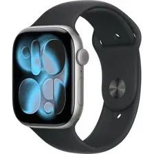 Умные часы Apple Watch Series 11 46 мм (алюминиевый корпус, космический серый/черный, спортивный силиконовый ремешок S/M)