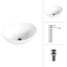 Умывальник Lauter 21652 + Cascade 21СК0655C с донным клапаном 21190CH (хром)