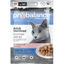 Консервированный корм для кошек Probalance Sterilized Корм д/стерил кошек и кастрир котов с креветкой 85 г