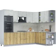 Готовая кухня Интерлиния Мила Лайт 1.88x2.8 правая (бетон лайт/дуб золотой/опал светлый)