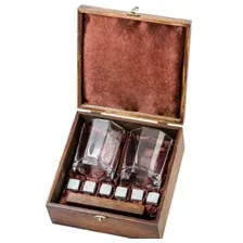 Подарочный набор для виски в деревянной шкатулке с камнями AmiroTrend ABW-103W