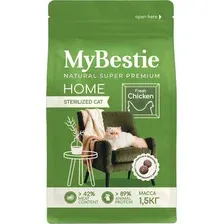 Сухой корм для кошек MyBestie Хоум Стерилизованный с курицей / 4544-15-MBH-CAT (1.5кг)
