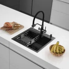 Кухонная мойка ARFEKA ECO AR мойка 500*500, коландер, дозатор BLACK DECOR MILLET GRAINS
