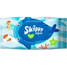 Влажные салфетки детские Skippy Aqua с клапаном (100шт)