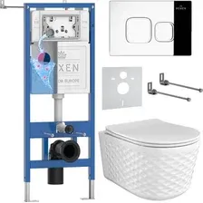 Унитаз подвесной Roxen Vine Tornado в комплекте с инсталляцией StounFix Dual Fresh 6 в 1 979016 (кнопка: хром глянцевый)