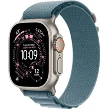 Умные часы Apple Watch Ultra 3 LTE 49 мм (титановый корпус, природный/голубой, текстильный ремешок размера L)