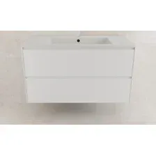 Symbolite Тумба под умывальник Лима 100 Line Plus 2 ящика  Line 100x48 (подвесная, белый матовый/жасмин)