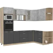 Готовая кухня Интерлиния Мила 1.68x2.6 правая без столешницы (бетон/антрацит)