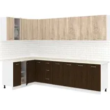 Готовая кухня Кортекс-мебель Корнелия Лира 1.5x2.9 (дуб сонома/венге/королевский опал)