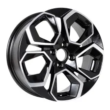 Литой диск KDW KD1620 16x6.5" 5x108мм DIA 63.4мм ET 45мм (Black Front Polished)