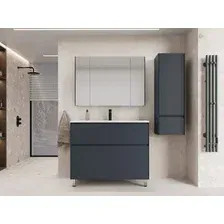 Symbolite Тумба с умывальником Лима 100 Line Plus 2 ящика + Line 100x48 (графит/серый шелк)