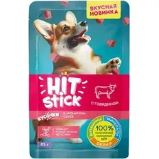 Влажный корм для собак Hitstick С говядиной в соусе (85г)