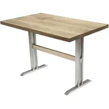 Кухонный стол Buro7 Двутавр 120 (классика, дуб беленый/серебро)