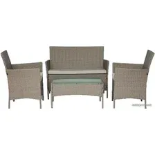 Набор садовой мебели TetChair 210013 (диван/2 кресла/стол со стеклом, светло-серый)