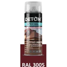 Грунт-эмаль DETON SPECIAL для профнастила и металлочерепицы аэрозоль красное вино 0,52 л арт. RAL 3005