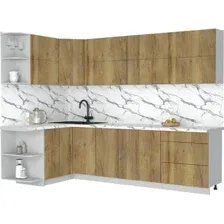 Кухонный модуль Интерлиния Мила Матте 1.5x2.8 А (дуб вотан/дуб вотан/белый гранит)