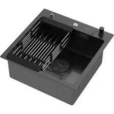 Мойка кухонная Arfeka ECO AR 50x50 POP-UPCLDS (Black Decor Volcanic, с дозатором и коландером)