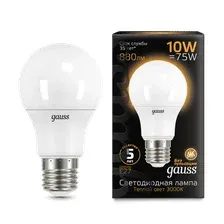 Лампа Gauss E27 10W 3000К / 102502110