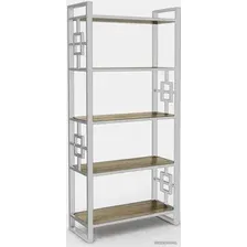 Стеллаж Hype Mebel Квадро 80x200 (белый/дуб галифакс олово)