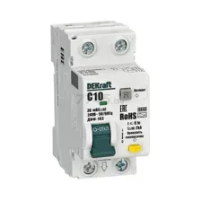 Дифавтомат DEKRAFT ДИФ-103 1P+N 10А тип AC 30мА C 6кА (16310DEK)