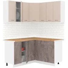 Готовая кухня Кортекс-мебель Корнелия Лира 1.5x1.5 (капучино/оникс/дуб бунратти)