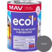 Эмаль ECOL по металлу и древесине (ПФ-115) серая глянцевая 1,0л (0,9 кг)