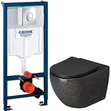 Унитаз подвесной Grossman Color GR-4411BBLS + GROHE Rapid SL 38721001 (с кнопкой)