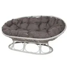 Диван садовый M-Group Мамасан Home / 12880109 (белый ротанг/пепел подушка)