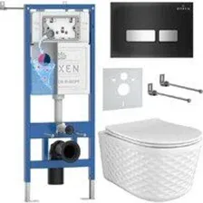 Унитаз подвесной Roxen Vine Tornado в комплекте с инсталляцией StounFix Dual Fresh 6 в 1 979025 (кно