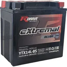 Мотоциклетный аккумулятор RDrive eXtremal Silver YTX14L-BS (12.6 А·ч)