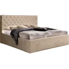 Кровать Анмикс Ирма 160x200 с ламелями (бежевый микровелюр/Simple 42)