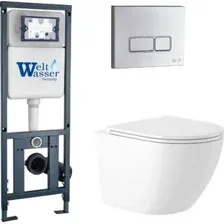 Унитаз подвесной Saniteco KW-9003W Rimles + WeltWasser Marberg 410 + Marberg 410 SE CR