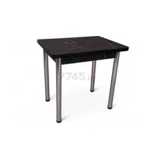 Обеденный стол СВД Юнио 80x60-120 / 013.П20.Х (мрамор неро маркина/хром)