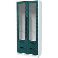 Шкаф-витрина Интерлиния Концепт КТ-ШВ2 Техно (белый платинум/верде)
