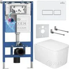 Унитаз подвесной Roxen Berg в комплекте с инсталляцией StounFix Dual Fresh 6 в 1 967239 (кнопка: белая)